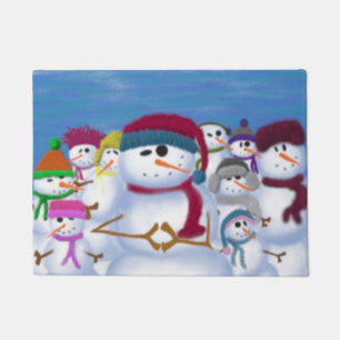 Cute and Whimsical Snowmen Doormat