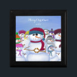 Cute and Whimsical Snowmen Gift Box<br><div class="desc">Cute and whimsical snowmen are chilling together as they keep each other nice and cold on a winter day. All the snowmen are wearing colourful and creative hats and scarves. Personalize this whimsical snowmen keepsake gift box by adding your own text, or deleting it to leave it blank. Based on...</div>