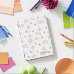 Cute and Whimsical Watercolor Rainbow Arc Pattern iPad Pro Cover<br><div class="desc">A simple and modern ipad case with watercolor rainbows,  stars and clouds pattern in pastel colours of light blue,  pink and orange. Personalize it with your name. Perfect as a gift for kids who love to doodle and draw.</div>