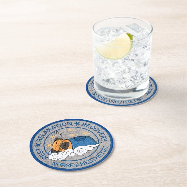 Cute Anesthesia / CRNA Rest Relax Recovery Round Paper Coaster (Insitu)