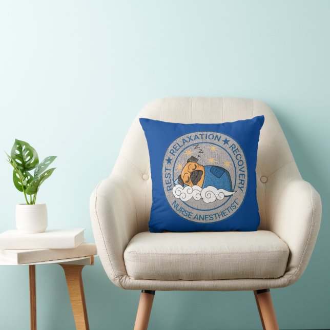Cute Anesthesia / CRNA Rest Relax Recovery Throw Pillow (Chair)