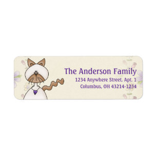 Cute Angel Antics White Brown Cat Address Labels