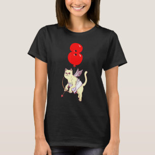 Cute Angel Cat 8th Birthday Kids Balloon Party T-Shirt