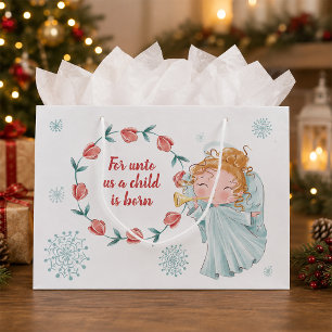 Cute Angel Christian Christmas Large Gift Bag