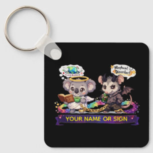 Cute Angel Koala and Chaos Opossum - Love & Mayhem Keychain