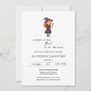 Cute Angel on the Way Halloween Baby Shower Invitation