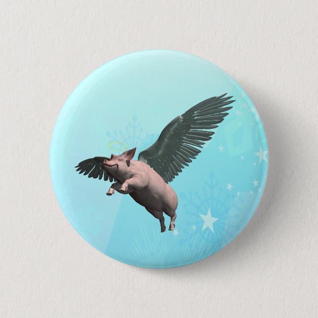 Cute Angel Pig Flying in the Sky 2 Inch Round Button (Front)