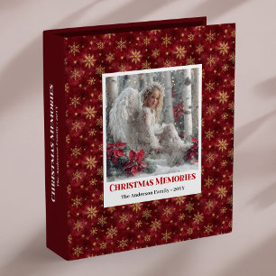 Cute Angel Red Gold Personalized Christmas Memory Binder