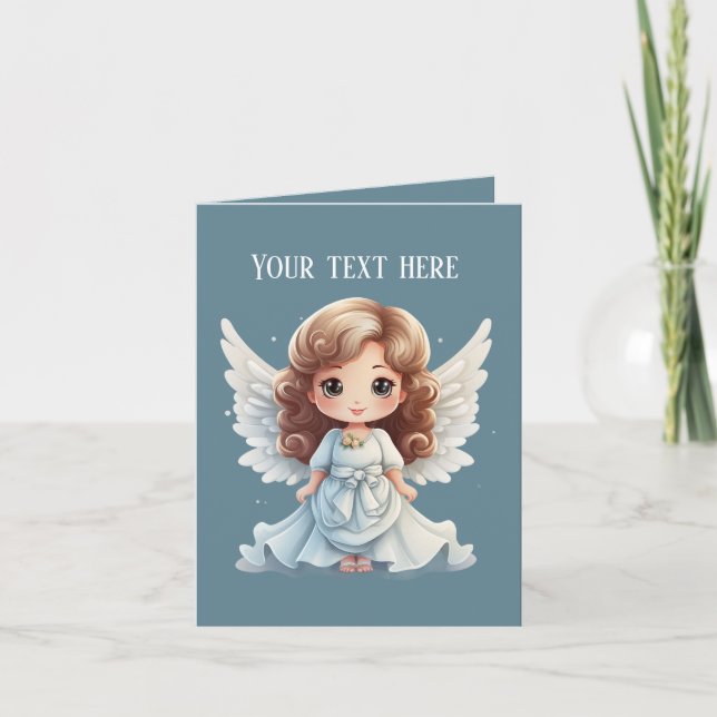 Cute Angel Religious add message  Card (Front)