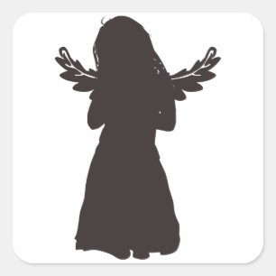 Cute Angel Silhouette (choose a background colour) Square Sticker