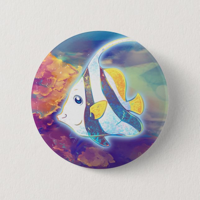 Cute Angelfish 2 Inch Round Button (Front)