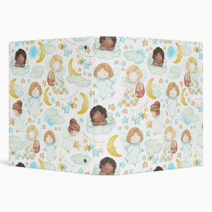 Cute Angels and Stars Watercolor Pattern Tote Bag Binder