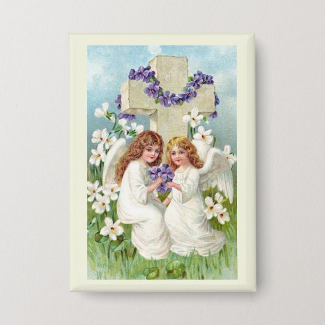 Cute Angels With Cross And Flowers  (Front)