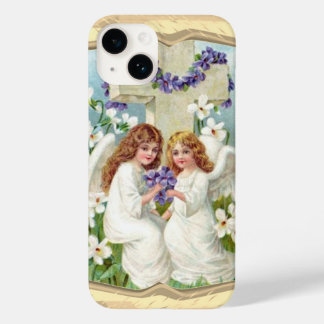 Cute Angels With Cross And Flowers Case-Mate iPhone 14 Case