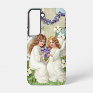 Cute Angels With Cross And Flowers Samsung Galaxy Case