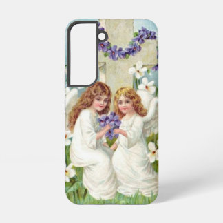 Cute Angels With Cross And Flowers Samsung Galaxy Case
