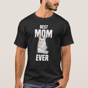 Cute Angora Cat with Best Mom Ever Fairy Lights T-Shirt
