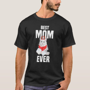 Cute Angora Cat with Reindeer Costume Best Mom Eve T-Shirt