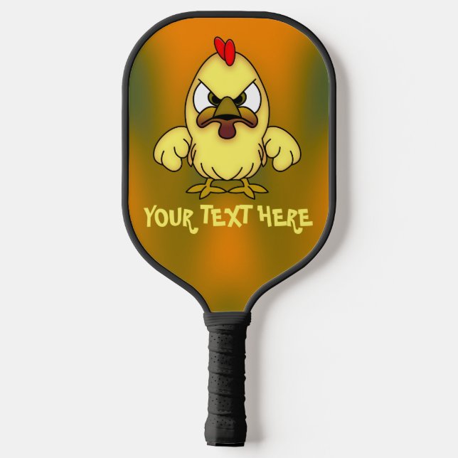 Cute Angry Baby Chick Personalized Pickleball Paddle (Back)