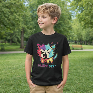 Cute angry cat hissing Fluff Off. T-Shirt