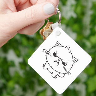 Cute angry cat hissing. keychain