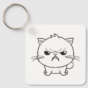 Cute angry cat hissing. keychain