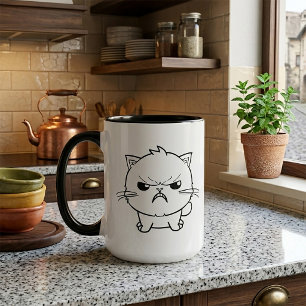 Cute angry cat hissing. mug
