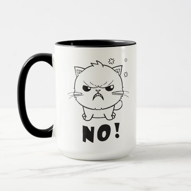 Cute angry cat hissing No. Mug (Left)