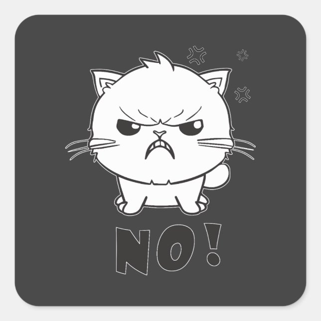 Cute angry cat hissing No. Square Sticker (Front)