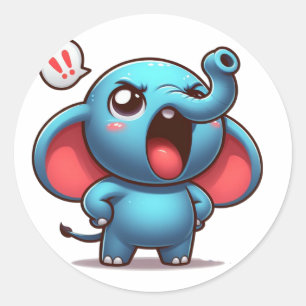 Cute Angry Elephant Classic Round Sticker