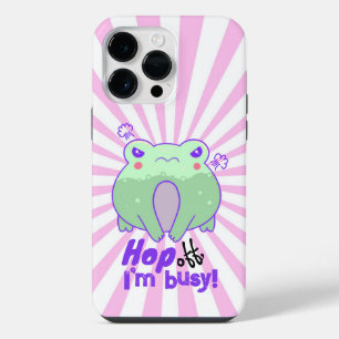 Cute angry frog kawaii pink starburst gift for her iPhone 14 pro max case