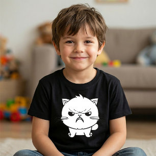 Cute Angry hissing Cat Line Art Illustration T-Shirt