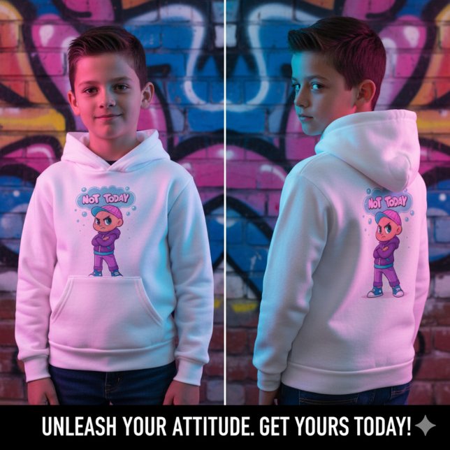 Cute Angry Kid "Not Today" Graffiti Kids T-Shirt (Cute Angry Kid "Not Today" Graffiti Kids T-Shirt)