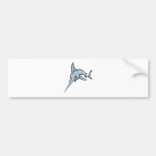 Cute Angry Mad Swordfish Custom Shirt Bumper Sticker (Front)