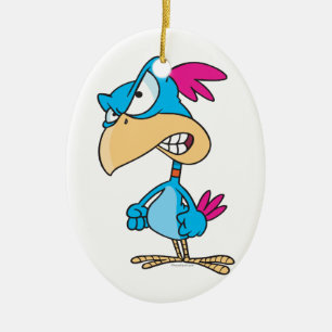 cute angry mean bird cartoon character ceramic ornament