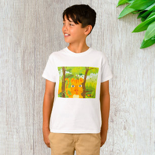 Cute Angry Tiger Cartoon in Jungle  T-Shirt