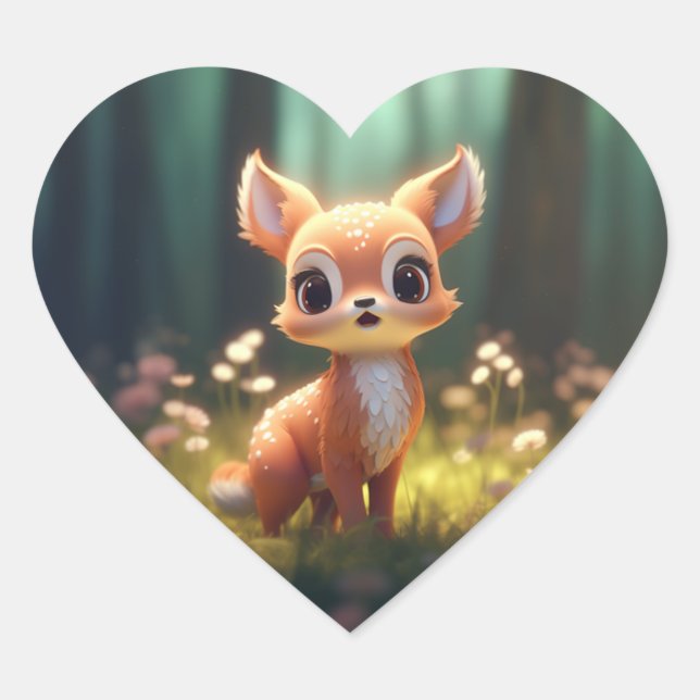 Cute animal #0002 heart sticker (Front)