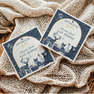 Cute Animal Adventure Night Sky Baby Shower Napkin
