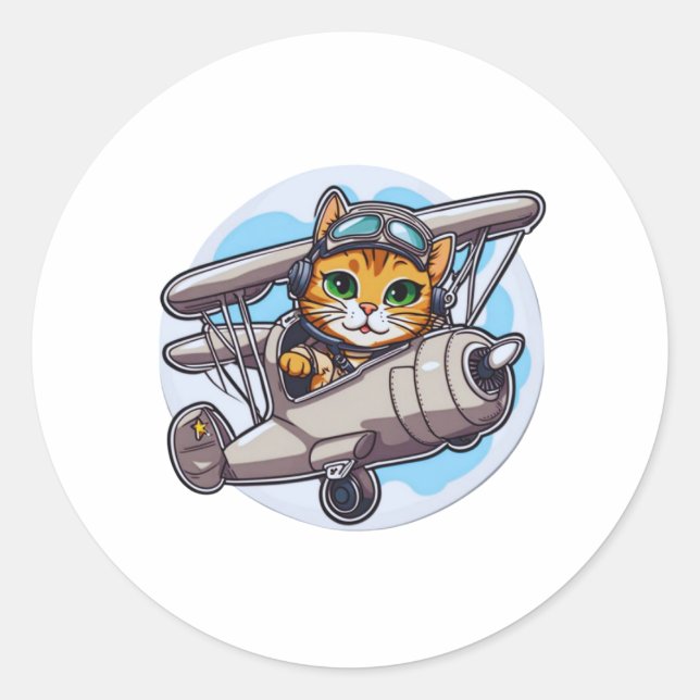 cute animal airplane sticker (Front)