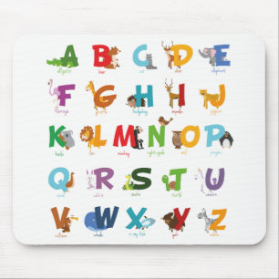 Cute Animal Alphabet Letters Mouse Pad