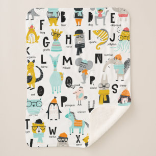 Cute Animal Alphabet   Some Have Hats Sherpa Blanket