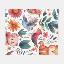 cute animal and natutr leaves floral