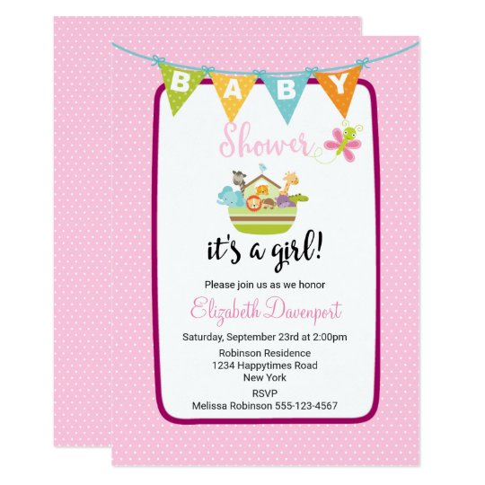 Cute Animal Ark Baby Shower Invitation