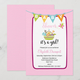 Cute Animal Ark Baby Shower Invitation