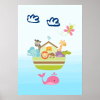 Cute Animal Ark with a Butterfly and Whale