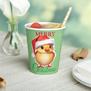 Cute animal baby chick Santa Christmas Costume Paper Cups