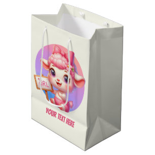 Cute animal baby girl customizable lamb medium gift bag