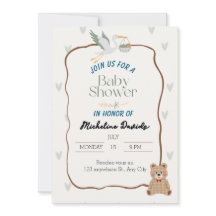 Cute Animal Baby Shower Invitation