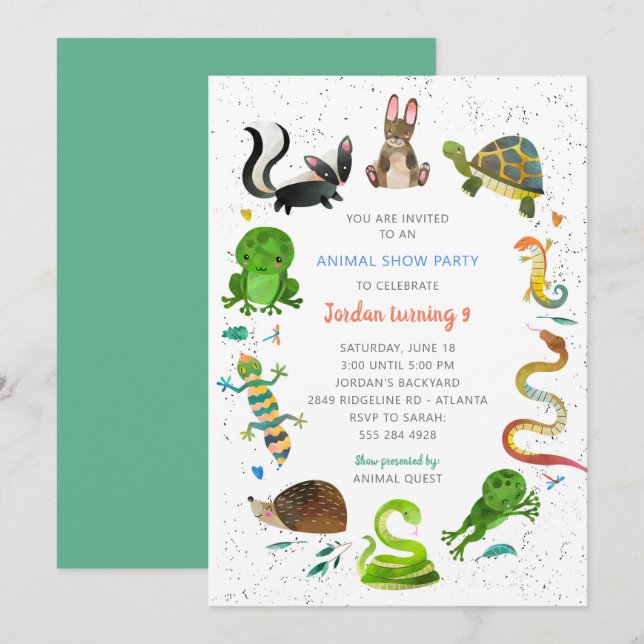 Cute Animal Birthday Invitation - Animal Show (Front/Back)