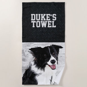 Cute Animal Border Collie Animal Name Pet's Beach Towel